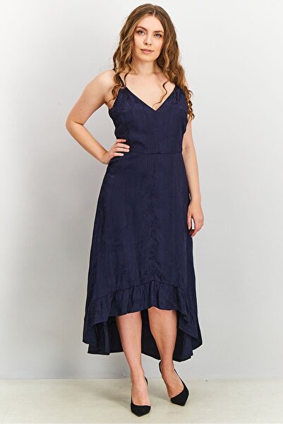 Sam Edelman Women V-neck Braided Strap Hi Lo Midi Dress, Navy
