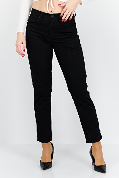 Blank NYC Women Straight Fit Mid Waist Embroidered Jeans, Black