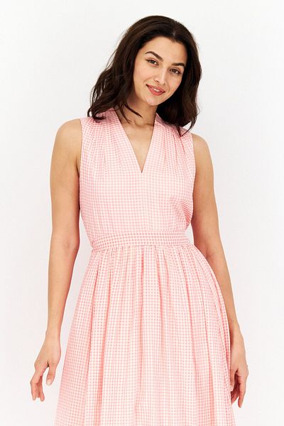 Kate Spade Women Microgrid Print Midi Dress, Pink