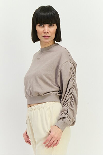 Reebok Women Sportswear Fit Long Sleeve Outdoor Crop Sweatshirt, Grey