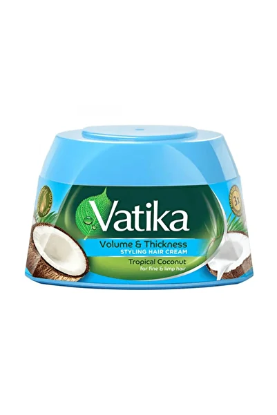 Vatika كريم تصفيف الشعر بجوز الهند الاستوائي لزيادة كثافة الشعر - 210 مل