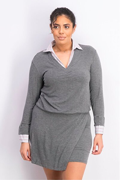 BAILEY Women Billie Layered,Look Sweater Dress, Dark Grey
