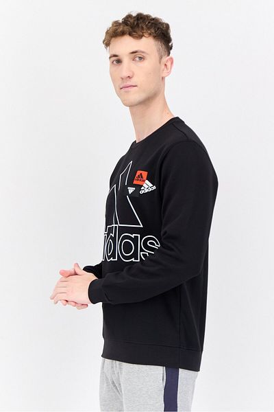 adidas Men Sportswear Fit Long Sleeves Running Sweatshirt, Black