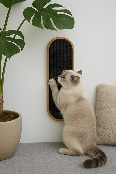 ESLENTA Men's Cat Scratching Board - Wall Mounted Solid Wood, Black