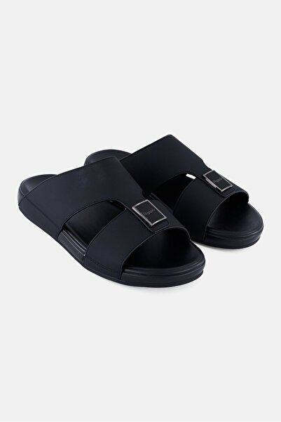 Algspar صندل عربي رجالي سهل الارتداء بحزام مزدوج، أسود