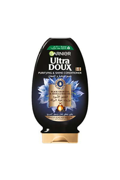 Garnier بلسم ألترا دوكس للتنقية واللمعان بزيت الفحم الأسود وحبة البركة - 360 مل