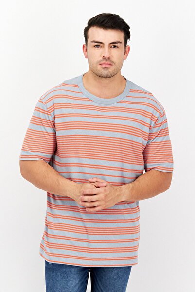Norse Projects Men Crew Neck Short Sleeves Stripe T-Shirt, Orange