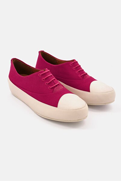Fitflop Women Due Oxford Canvas Lace Up Closure Casual Shoes, Pink