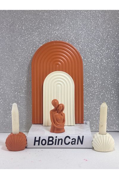 BLANJ Lover and Child Figurine 2 Candle Holder Large-Small Rainbow Presentation Plate 6 Piece Luxury Special Set