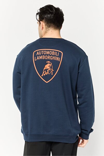 Lamborghini Men Crew Neck Graphic Print Long Sleeves Sweatshirt, Black