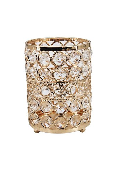 PUFO Fame elegant stand organizer for makeup brushes, lipsticks, jewelry, metallic, 12 cm, gold