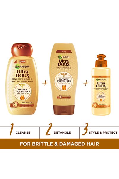 Garnier Ultra Doux Shampoo 600 ml Honey Treasures (6980) -- غارنيه الترادوكس شامبو بالعسل 600مل 680