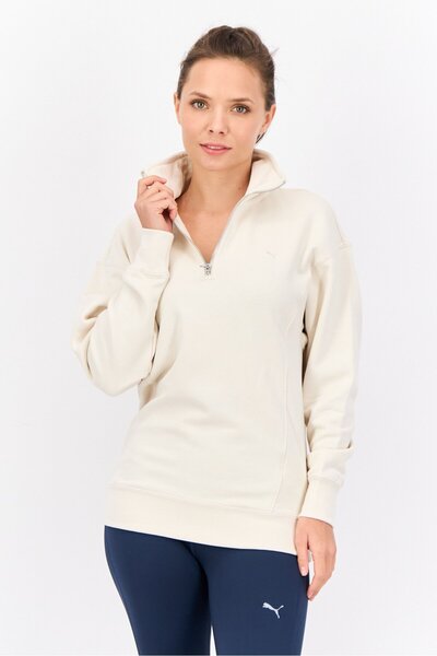 Puma Women Sportswear Fit Long Sleeve Outdoor Sweatshirt, Ivory