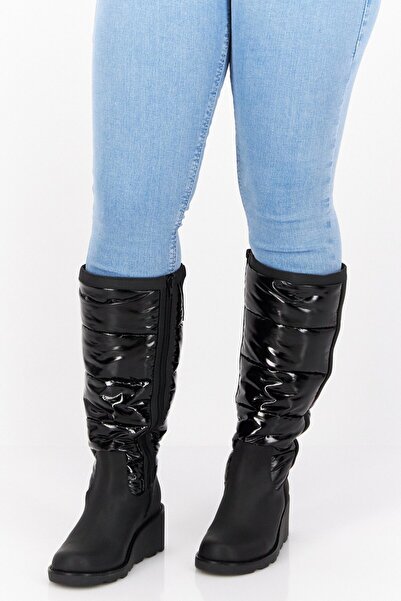 INC حذاء نسائي متوسط الطول بطول الركبة بسحاب من هيلياب، أسود