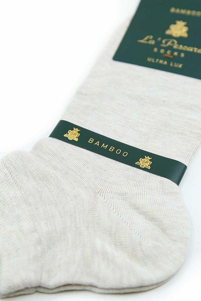 La Pescara Latte Plain Ultra Luxury Bamboo Single Half Men's Socks Crp339