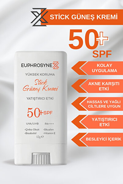Euphrosyne X Stick Güneş Kremi Yüksek Koruma SPF50+UVA/UVB Pa++++ Akne Karşıt...