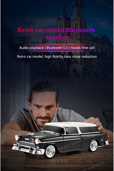 ErginGroup 1955 Model Klasik Araba Bluetooth Hoparlör Speaker 10 Watt Fm Rady...