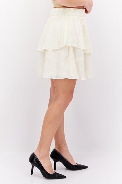 1 State Women Textured Mini Skirt, Ivory