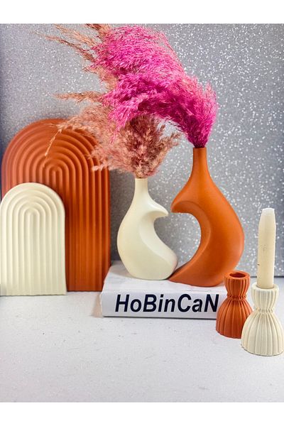 BLANJ Heart Vase 2 Candlestick Candle Holder Large-Small Rainbow Presentation Plate 6-Piece Luxury Exclusive Set