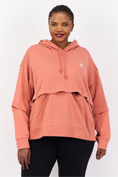 adidas Women Plus Size Long Sleeves Training Hoodie, Pink