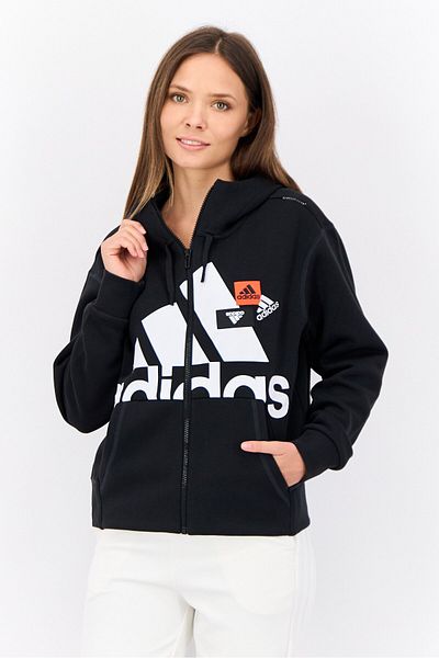 adidas Women Sportswear Fit Long Sleeve Hooded Sweatshirt, Black
