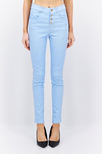 Guess Women Skinny All Over Print High Waist Pants, Blue