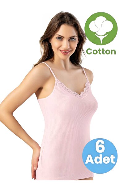 Tezzgelsin Жіночий 6-панельний майка з бретельками, мереживною обробкою та ре...