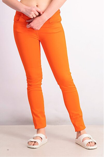 Marciano By Guess Women Regular Fit Mid Rise Solid Pants, Orange