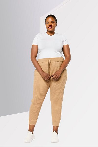Ralph Lauren Women Plus Size Textured Jogger Pants, Tan
