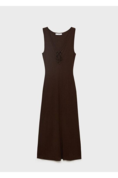 MANGO Woman Bağ detaylı yakalı triko elbise