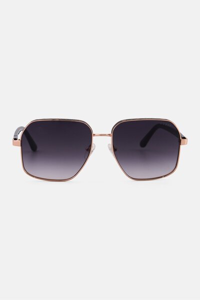 Guess Women Gu0010805b60 Geometric Sunglasses, Black/rose Gold