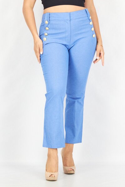 Derek Lam 10 Crosby Women Regular Fit Wide Leg Textured Pants, Blue