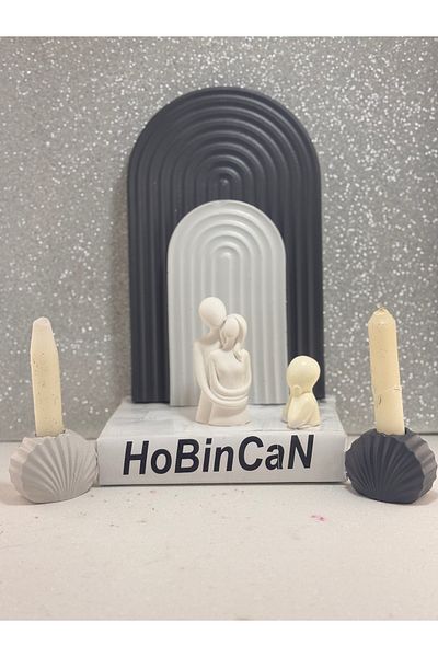 BLANJ Lover and Child Figurine 2 Candle Holder Large-Small Rainbow Presentation Plate 6 Piece Luxury Special Set