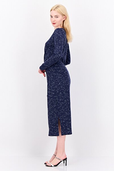 Maggy London Women Textured Long Sleeve Midi Dress, Multicolor