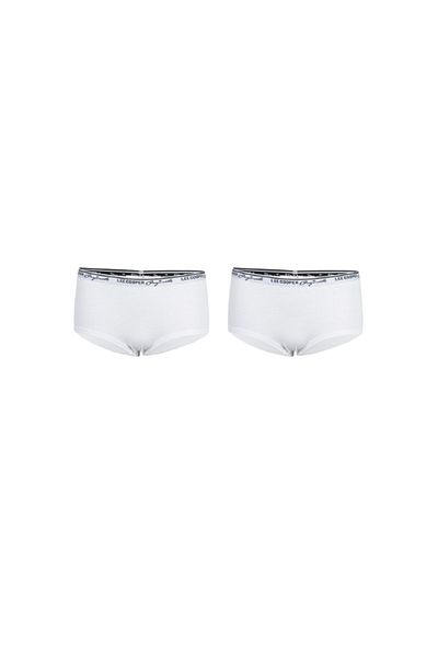Lee Cooper Set 2 perechi chiloti hipster cu banda logo in talie, alb, marimea XL, Lee Cooper Originals