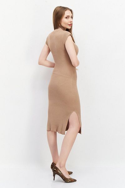 French Connection Women Ribbed Midi Dress, Tan