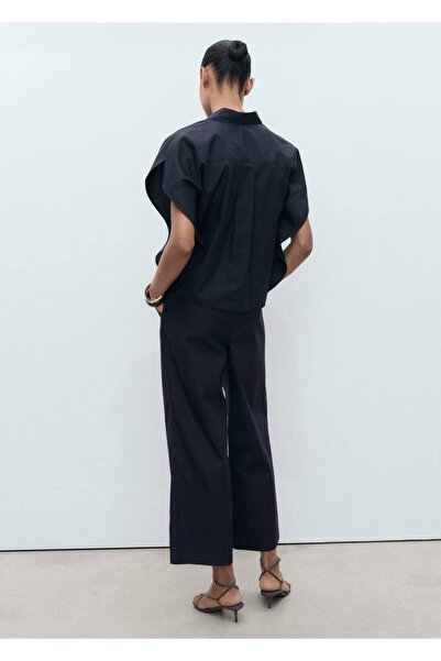 MANGO Woman Kısa kollu oversize gömlek