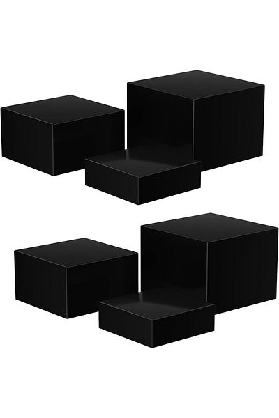 Generic 6 قطع من رفوف عرض مكعبات الأكريليك السوداء، رفوف عرض الطعام، صناديق الأكريليك، رفوف حامل