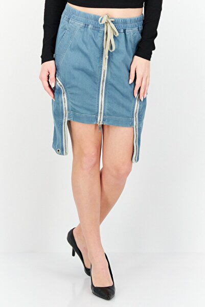 DRKSHDW Women Chambray Mini Denim Skirt, Blue Wash