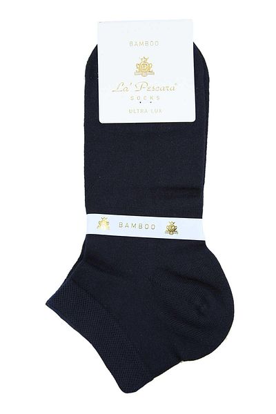 La Pescara Navy Blue Plain Ultra Luxury Bamboo Single Half Men's Socks Crp342