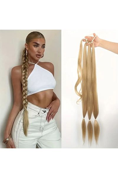 animis beauty Honey Blonde hair ponytail, for braiding, special synthetic fibers that imitate natural hair, 80 cm