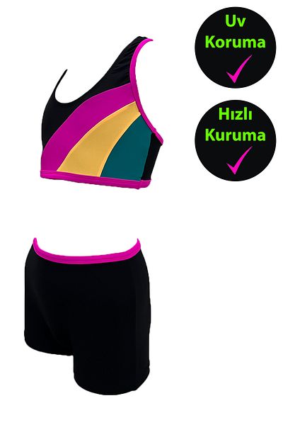 CUPSEA Girl's Swimming Lycra Bikini Set with Shorts