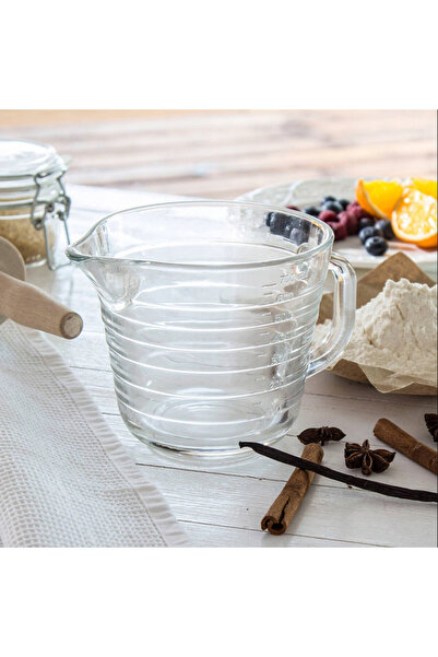 PUFO glass milk frother, for frothing milk, cappuccino, barista jug type with handle