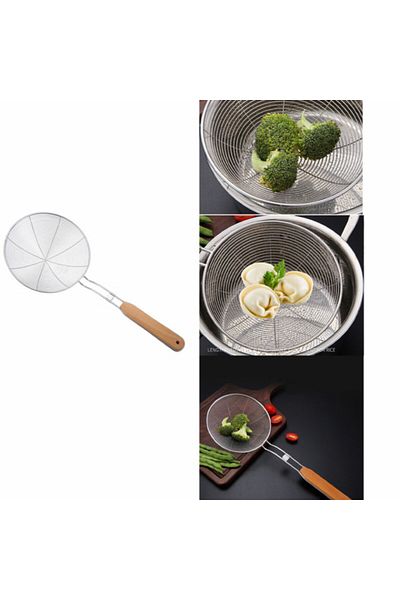 PUFO Spatulă de bucătărie din metal perforat, cu mâner din lemn, 39 x 14 cm