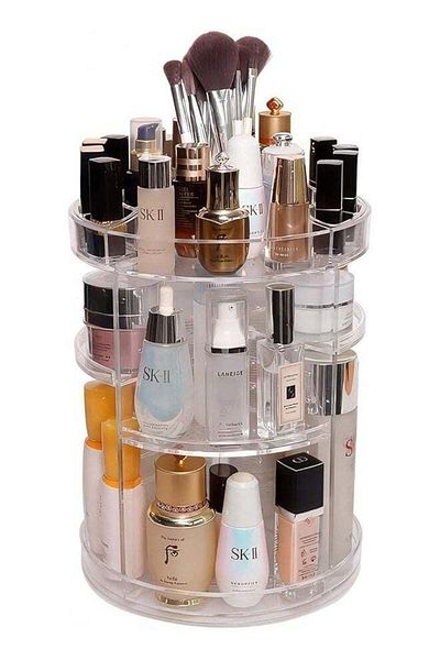 Generic Makeup Organizer 360 Degree Rotating Adjustable Cosmetic Storage Acrylic Clear Display Case