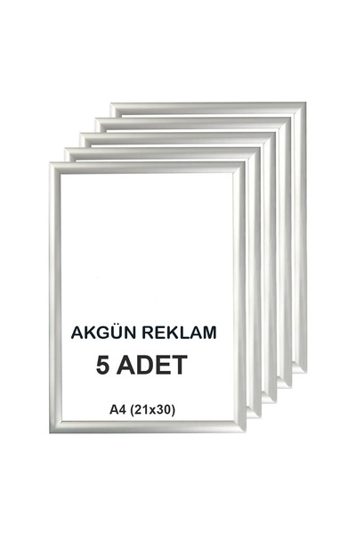 AKGÜN REKLAM A4 (21X30) Gri Alüminyum Çerçeve Açılır Kapanır Gönye Köşe 25mm 5 Adet