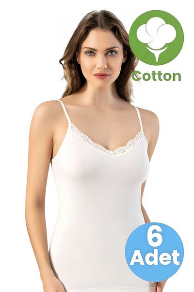 Uniquetrenders Women's 6-Piece Rope Strap Lace Detailed Report Ribbed Tank Top