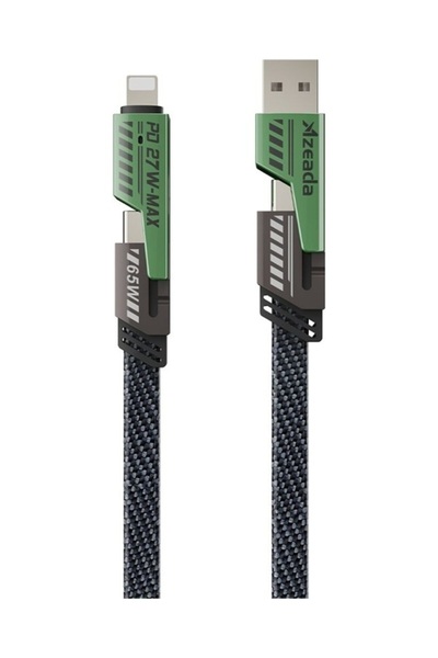 DENİZ 65w Çoklu başlıklı USB Type-C ve Lightning Örgülü Şarj Ve Data Kablosu ...