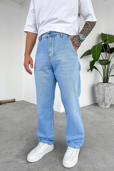 HAFKAGİYİM Light Blue Basic Baggy Trousers with Side Pockets
