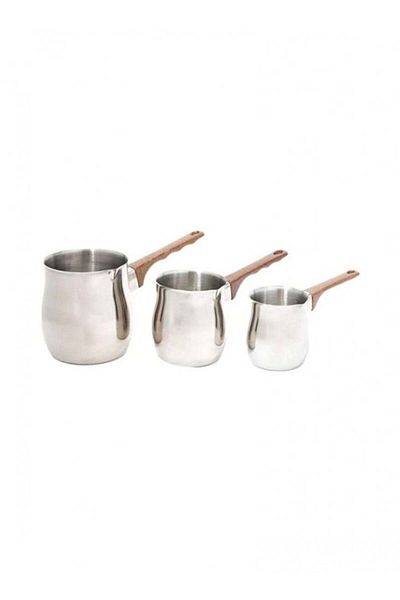 Generic Coffee Pot Set for Preparing Coffee - 3 Pieces, Silver